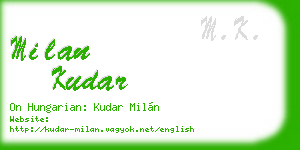 milan kudar business card